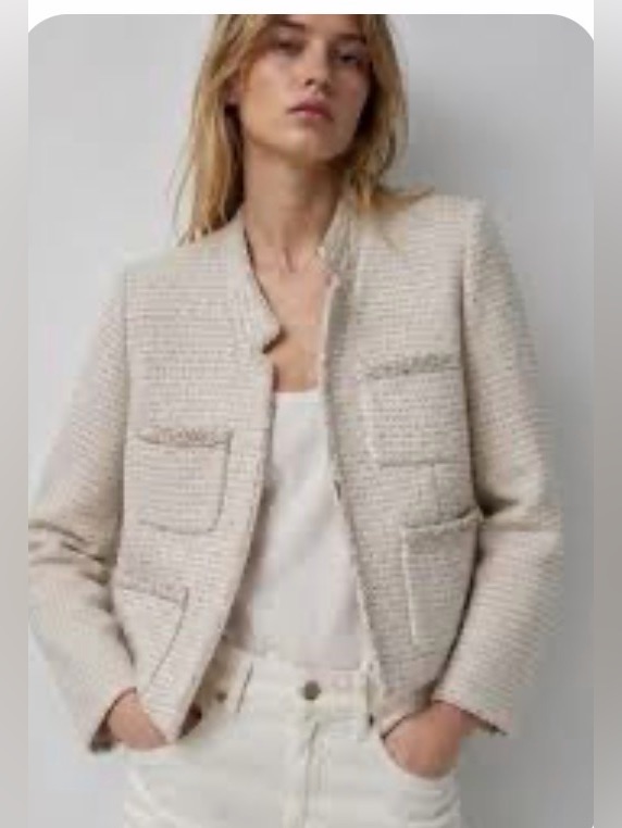J.Crew Metallic Tweed Lady Jacket Blazer Cream Gold Size 6